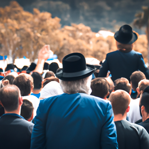 3. A photo of a political rally in Israel showcasing the influence of religion on politics.