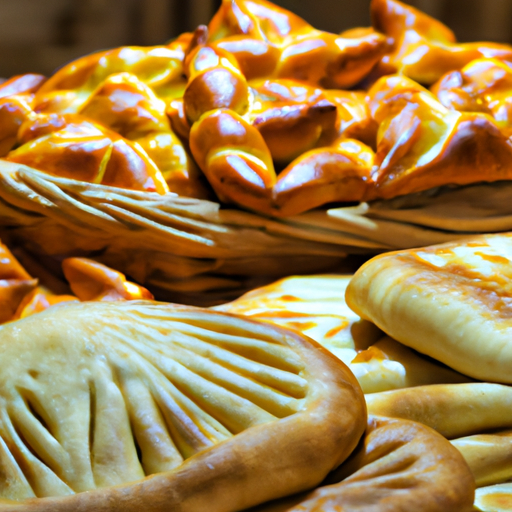 A photo displaying a variety of traditional Israeli breads including Challah, Pita, and Laffa.