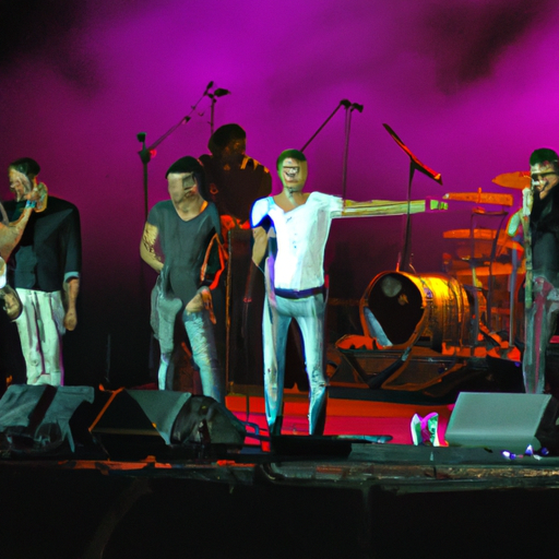 3. A contemporary image showing popular Israeli pop and rock artists performing on stage